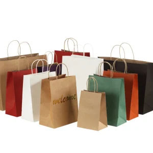 Assorted kraft paper bags with various colors perfect for parties events and retail shops