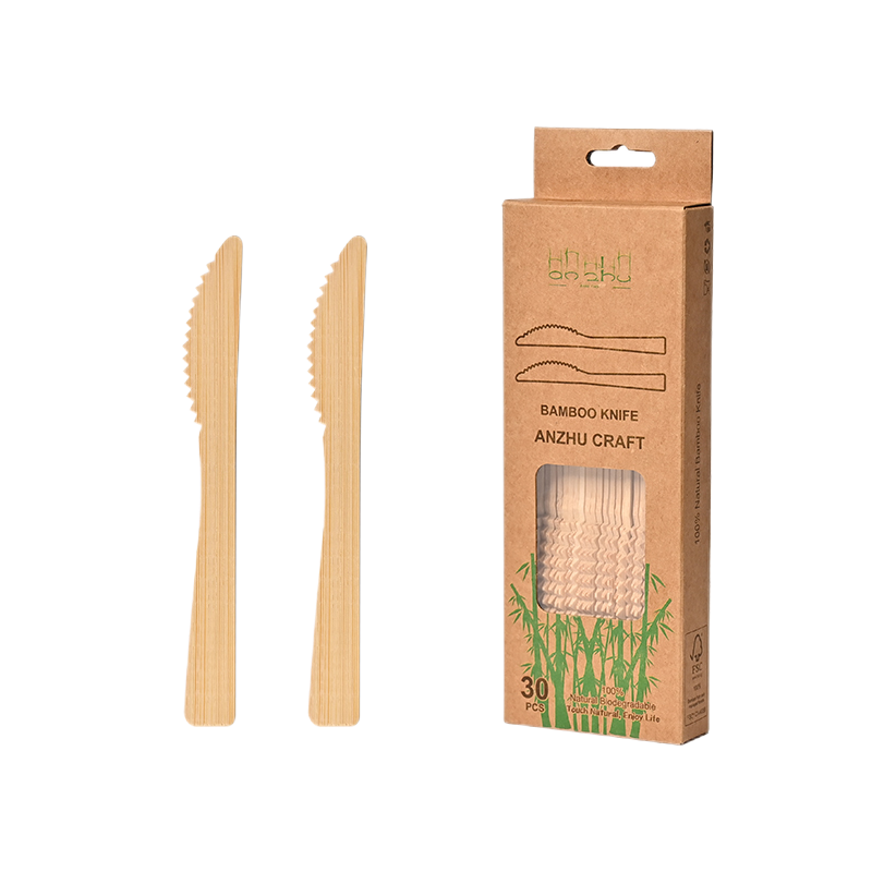 Bamboo knife set in eco conscious packaging with FSC certification Bamboo knife set in eco conscious packaging with FSC certification