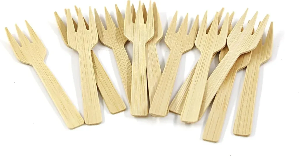 Bamboo forks showcasing their eco-friendly design and natural appeal for sustainable dining.