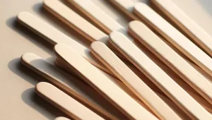 Smooth and Polished Wooden Ice Cream Sticks in Natural Light