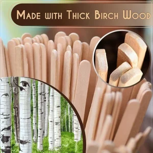 Wooden sticks engraved with made with thick birch wood