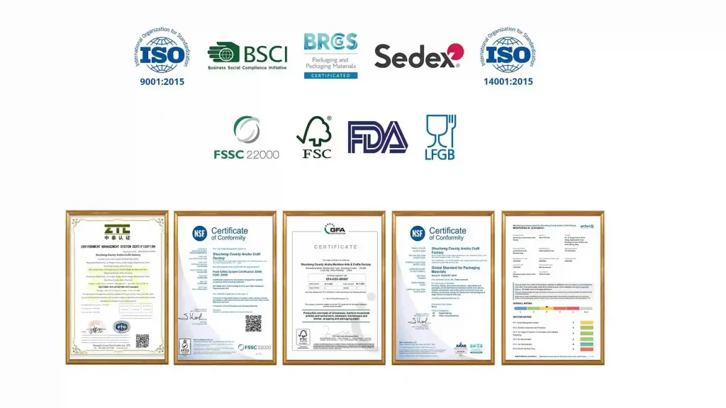 Multiple framed certificates and certification logos