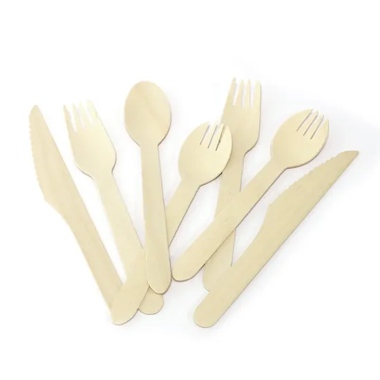 Set of mixed wooden forks sporks knives and spoons Set of mixed wooden forks sporks knives and spoons