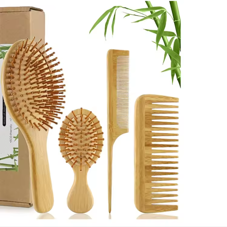 Bambuskamm-Set mit Box inklusive verschiedener Stile