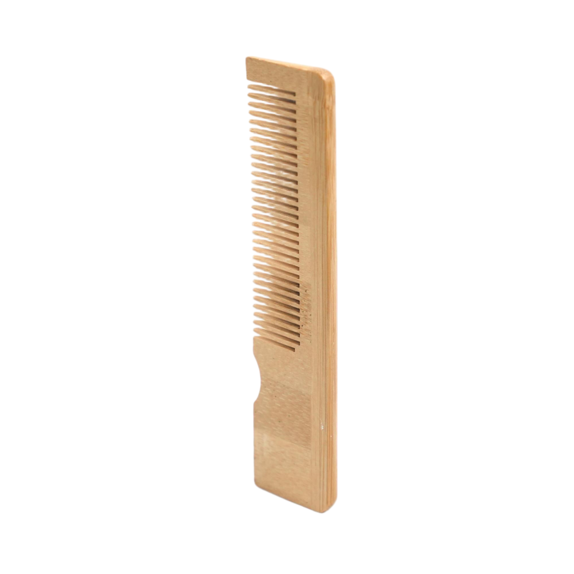 Ergonomic bamboo comb with fine detailed teeth Ergonomic bamboo comb with fine detailed teeth
