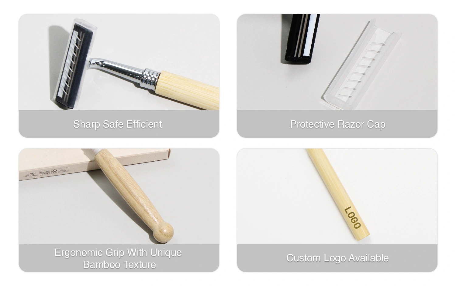Sharp bamboo razor with protective safety cap Sharp bamboo razor with protective safety cap