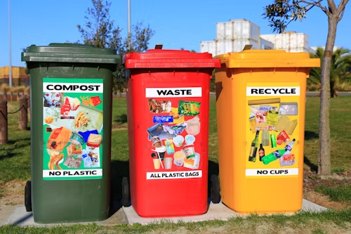 Outdoor recycling and compost bins