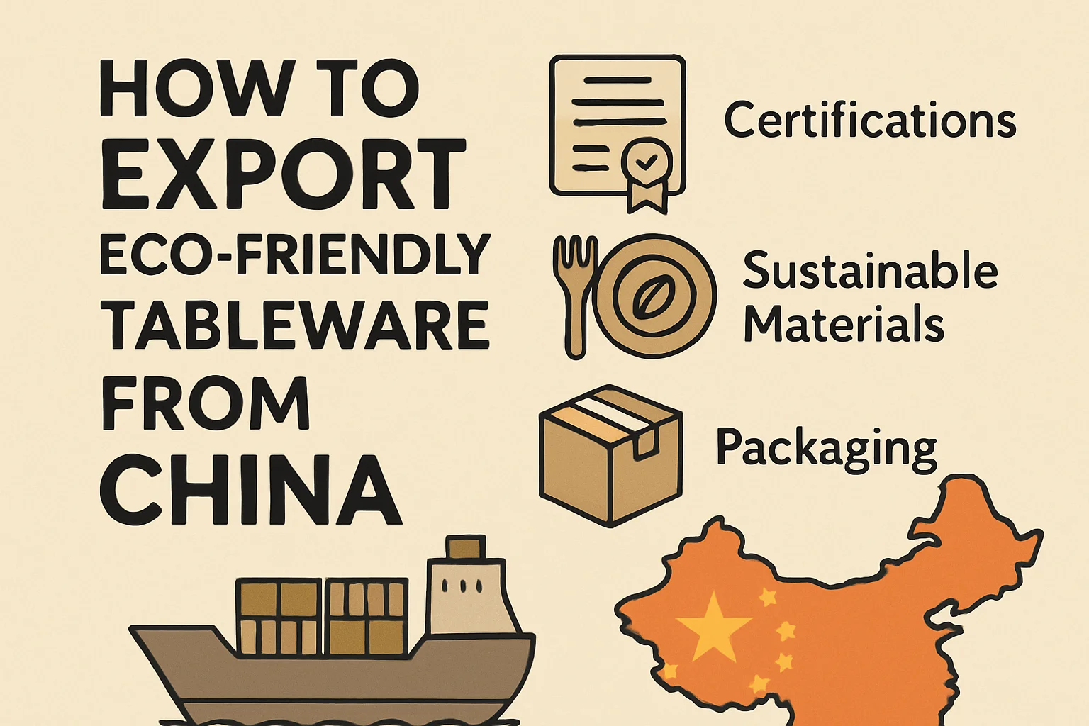 Infographic showing eco tableware export steps from China Infographic showing eco tableware export steps from China