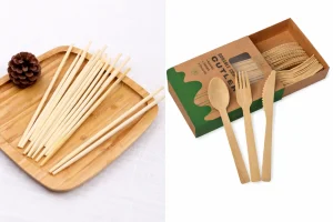 Bamboo chopsticks and wooden cutlery for sustainable dining