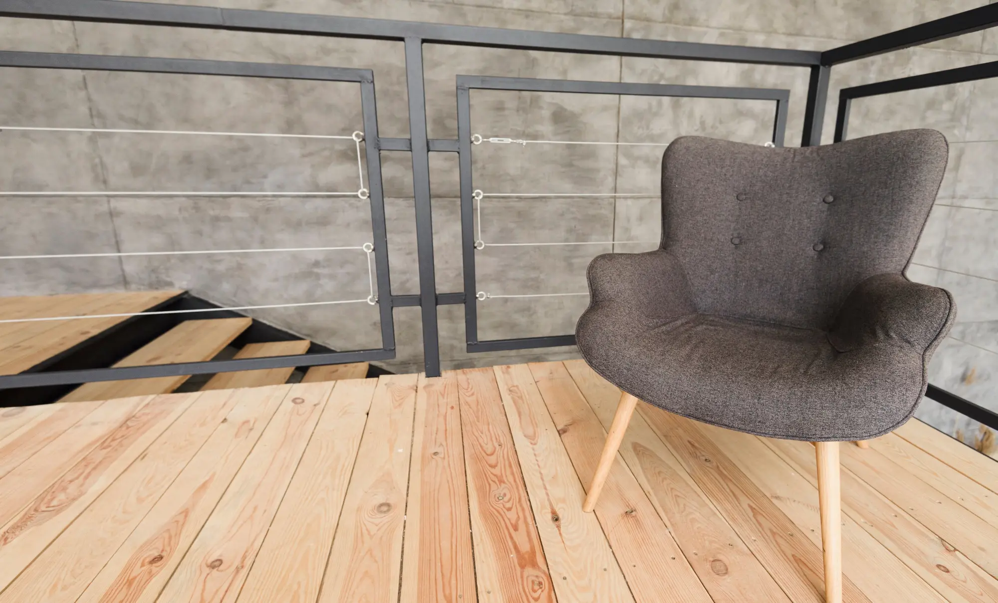 Birchwood flooring on a staircase in a modern home