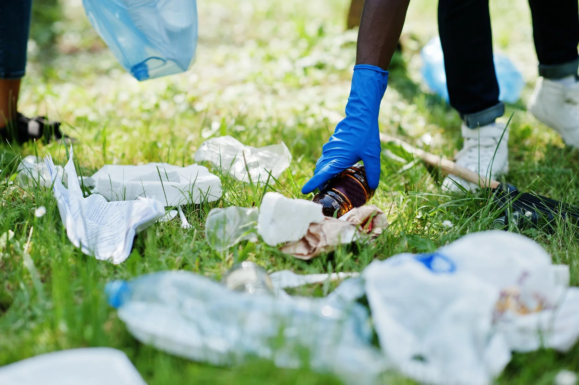 Plastic pollution collected during environmental cleanup Plastic pollution collected during environmental cleanup