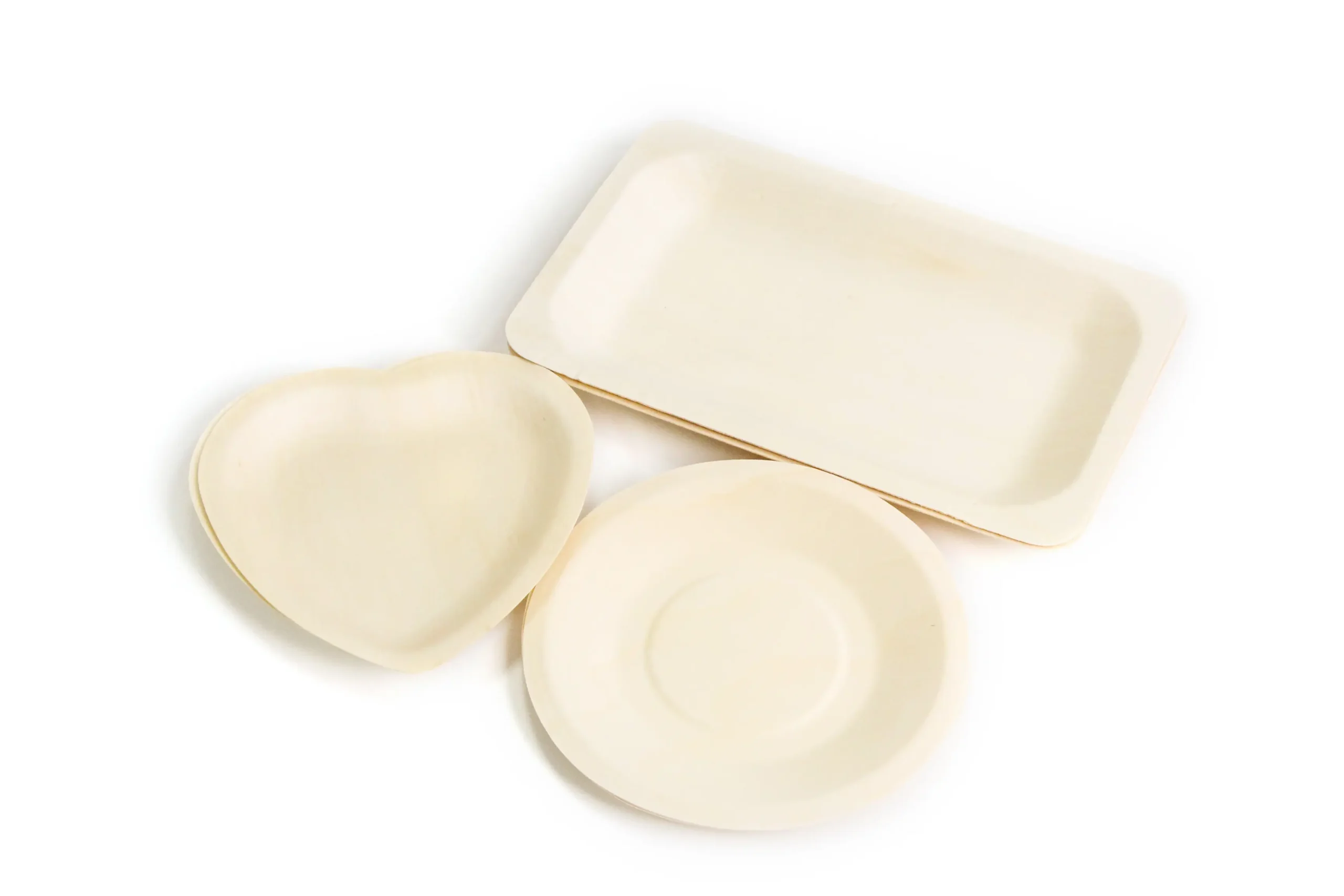 Various shapes of wooden plates
