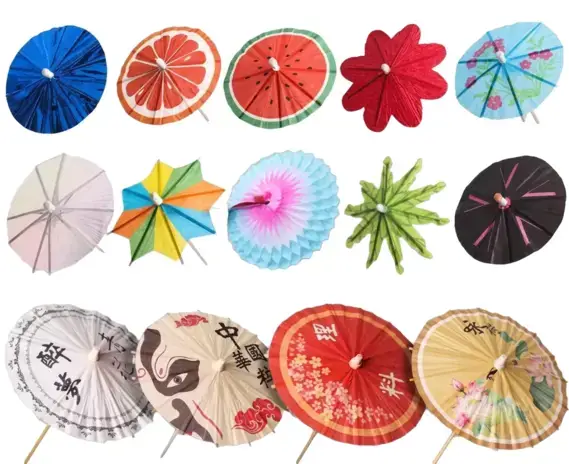 Decorative bamboo cocktail umbrellas