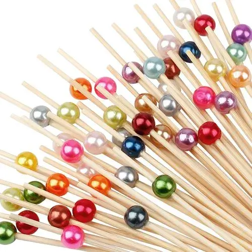 Decorative beaded bamboo cocktail picks